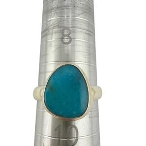 Sterling Silver Teardrop Turquoise Bezel Ring Size 9